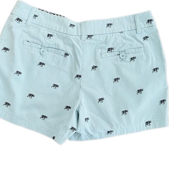 British Khaki Blue Shorts with Playful Embroidered Elephant Print size 8. - Picture 2 of 4